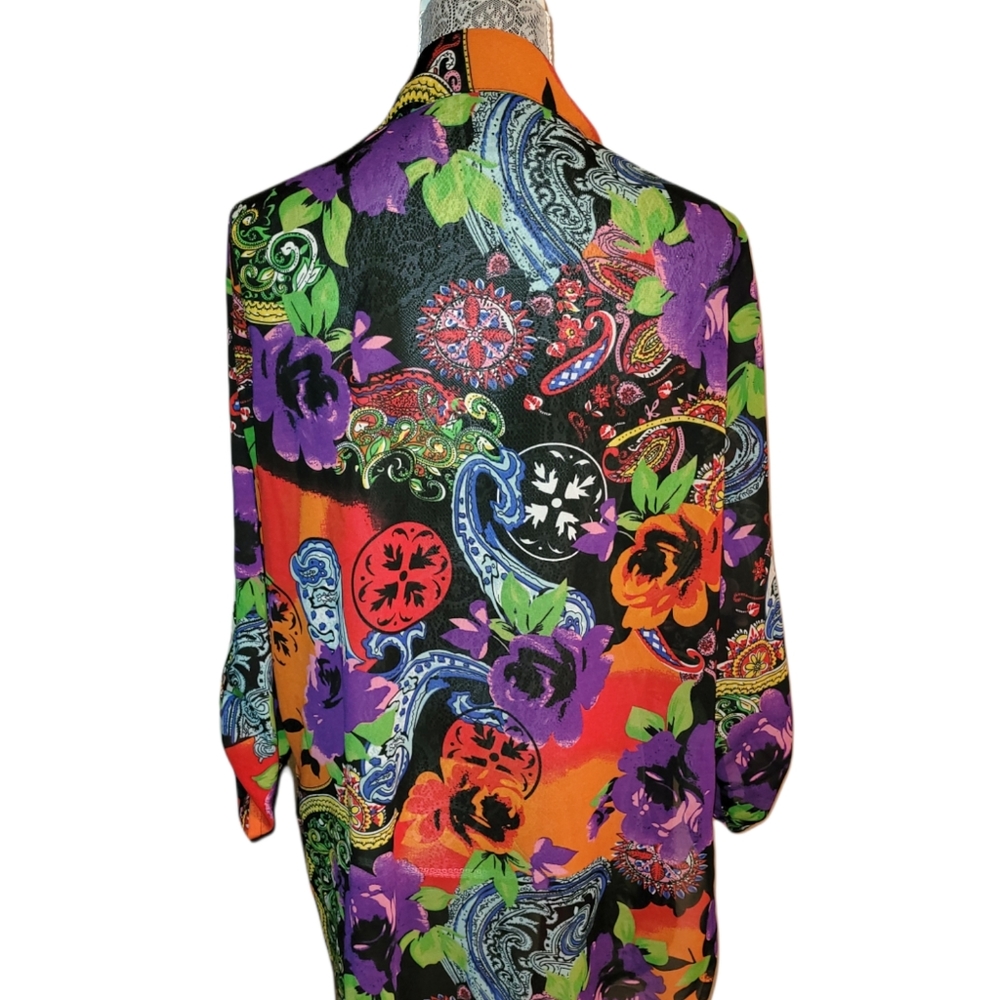 Vincente' Sheer Button Down Long Blouse. - image 4